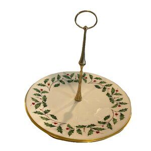 Lenox Holly Berry Collection Christmas Holiday Serving Plate Tidbit Tray 10 Inch